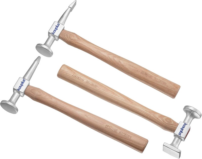 kauplus 3PCS Aluminum Auto Body Dent Repair Set - Metal Work Dolly Tool Kit With Chisel, Shrinking, and Utility Pick Hammers - Image 2